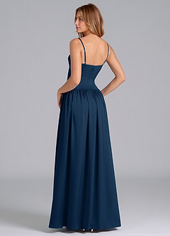Azazie Kirby Brautjungfernkleider A-Linie Stretch-Satin Kleid Dunkelmarine image5
