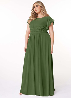 Azazie Daphne Modest Bridesmaid Dresses A-Line Ruffled Chiffon Floor-Length Dress image9