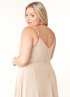 Azazie Clarissa Bridesmaid Dresses White Alabaster A-Line V-Neck Chiffon Dress image12
