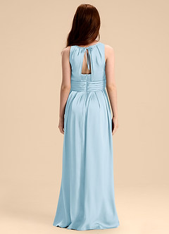 Azazie Bibiane Junior Sky Blue A-Line Pleated Stretch Satin Dress image2
