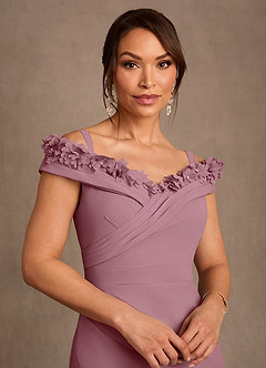 Azazie Jettie Mother of the Bride Dresses Vintage Mauve Sheath Pleated Chiffon Dress image4