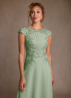 Azazie Christi Mother of the Bride Dresses Dusty Sage A-Line Lace Chiffon Dress image5