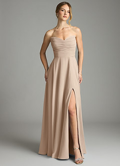 Azazie Ayla Abiti da Damigella Abito A-Line in Chiffon Scollo a Cuore Taupe image5