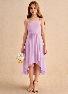 Azazie Twilight Dance Girls Formal Flower Girl Dresses Candy Pink A-Line Pleated Chiffon Dress image4