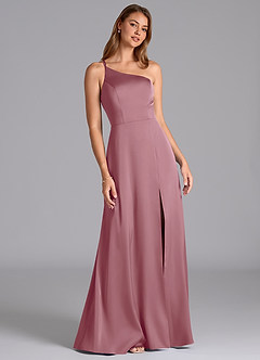 Azazie Trina Bridesmaid Dresses Vintage Mauve A-Line One Shoulder Stretch Satin Dress image1