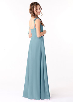 Azazie Rosey Junior Vestido de Azul Malhumorado de Gasa de Corte En A con Escote de Corazón image2