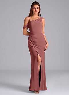 Azazie Madelyn Brautjungfernkleider Wandelbar Meerjungfrau-Linie Schulterfrei Chiffon Kleid Amethyst image3