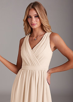 Azazie Kingsley Brautjungfernkleider A-Linie Spitze Chiffon Kleid Alabaster Weiß image6