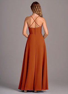 Azazie Carolyn Robes de demoiselle d'honneur Robe Trapèze en Mousseline de soie Plissée Paprika image6