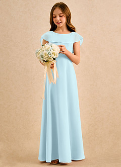 Azazie Kittie Girls Formal Abiti da Ragazza di Fiori Abito A-Line in Chiffon Nuvola Blu image3