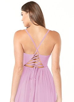Azazie Aaida Bridesmaid Dresses Candy Pink A-Line Corset Chiffon Dress image3