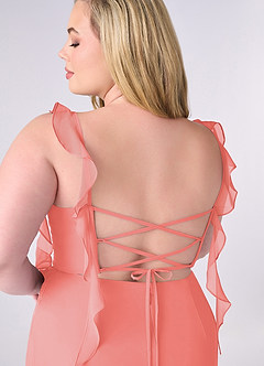 Barbie ♥ Azazie Jurken voor bruidsmeisjes Jurk van Chiffon met Zeemeermin Korset Koraal image10