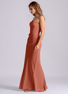 Azazie Debby Final Sale Clay Mermaid Strapless Chiffon Dress image4