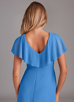 Azazie Lainey Bridesmaid Dresses Blue Jay A-Line with Pockets Chiffon Dress image2