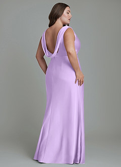Azazie Kieryn Bridesmaid Dresses Lilac Mermaid Pleated Stretch Satin Dress image8