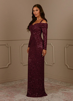 Azazie Indra Mother of the Bride Dresses Cabernet Sheath Sequins Lace Dress image2