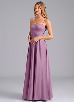Azazie Elita Bridesmaid Dresses Wisteria A-Line Pleated Stretch Satin Dress image4