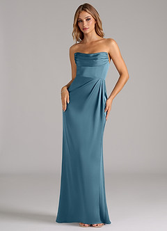 Azazie Johana Robes de demoiselle d'honneur Robe Sirène Convertible en Satin extensible Épaule décolletée Bermude image5