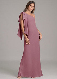 Azazie Capri Bridesmaid Dresses Vintage Mauve A-Line One Shoulder Chiffon Dress image4