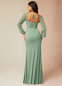 Azazie Charissa Final Sale Champagne Sheath Corset Pleated Mesh Dress image3