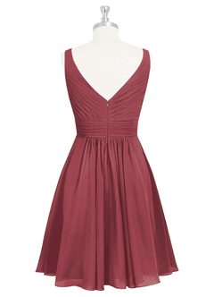 Azazie Grace Bridesmaid Dresses Merlot A-Line Pleated Chiffon Dress image8