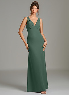 Azazie Leticia Bridesmaid Dresses Sea Moss Sheath Pleated Chiffon Dress image4