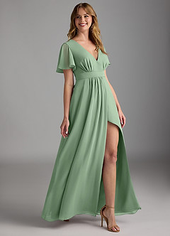 Azazie Zaniah Bridesmaid Dresses Matcha A-Line Chiffon Dress image3