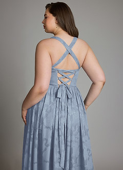 Azazie Francis Abiti da Damigella Abito A-Line in Burnout Floreale Corsetto Blu Polveroso image15