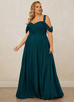 Christian Siriano Bridal for Azazie 1013 Bridesmaid Dresses Pine A-Line Off the Shoulder Chiffon Dress image13