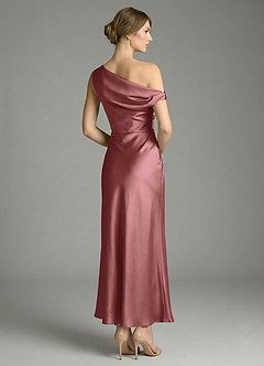 Azazie Emerson 신부 들러리 드레스 인어 오프 더 숄더 스트레치 새틴 발목 길이 드레스 image6