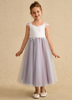 Azazie Momo Blumenmädchenkleider A-Linie Spitze Kleid Elfenbein Merlot image3