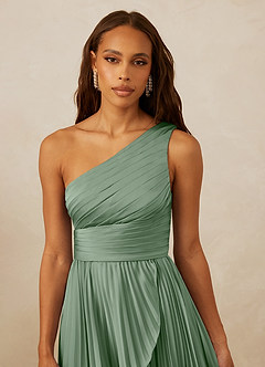 Christian Siriano Bridal for Azazie 1008 Bridesmaid Dresses Matcha A-Line One Shoulder Stretch Satin Dress image8