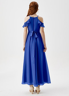 Azazie Chaya Junior Royal Blue A-Line Off the Shoulder Chiffon Dress image2