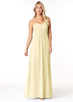 Azazie Yazmin Bridesmaid Dresses Lemon Sorbet A-Line Sweetheart Neckline Chiffon Convertible Dress image4