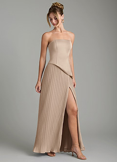 Azazie Tierney Bridesmaid Dresses Taupe A-Line Strapless Chiffon Convertible Dress image6