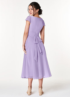 Azazie Payton Junior Lilac A-Line Bow Chiffon Dress image2