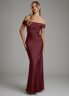 Azazie Hayden Bridesmaid Dresses Cabernet Mermaid Corset Stretch Satin Dress image5