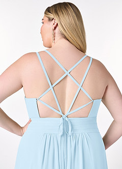 Azazie Farren Robes de demoiselle d'honneur Robe Trapèze Convertible en Mousseline de soie Plissée Bleu Ciel image15