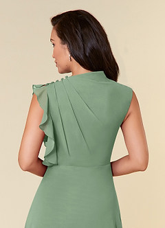 Azazie Narine Mother of the Bride Dresses Matcha A-Line High Neckline Pleated Chiffon Dress image9