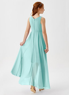 Azazie Lizette Junior Aqua A-Line Pleated Chiffon Dress image2