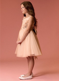 Barbie ♥ Azazie Robe Demoiselle D'honneur Fillette Robe Trapèze en Tulle Arc Rose Perle image5