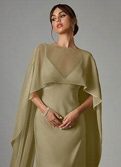 Azazie Stefania Robes de demoiselle d'honneur Robe Trapèze en Satin extensible Vert Mousse image5