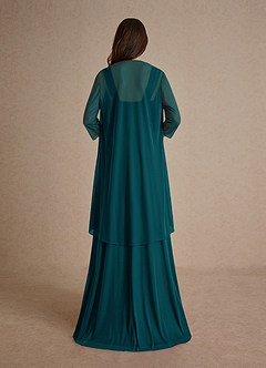 Azazie Clinton Mother of the Bride Dresses Pine A-Line Pleated Mesh Dress image3