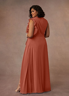 Azazie Narine Vestidos para mãe da noiva Vestido Argila de Chiffon de Linha A com Plissado image10