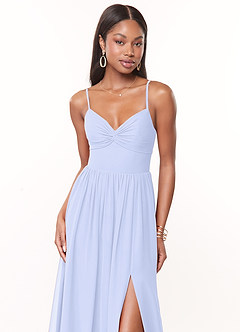 Azazie Zeya Bridesmaid Dresses Lavender A-Line V-Neck Pleated Chiffon Dress image5