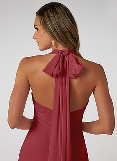 Azazie Fifi Bridesmaid Dresses Pomegranate A-Line Strapless Chiffon Convertible Dress image4