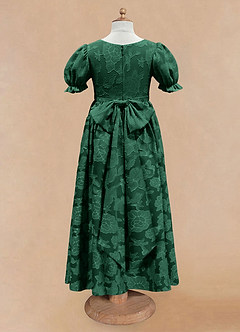 Azazie Joss Blumenmädchenkleider A-Linie mit ärmel Blumen-Burnout Kleid Dunkelgrün image5