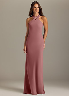 Azazie Doretta Bridesmaid Dresses Desert Rose Mermaid Pleated Chiffon Dress image1