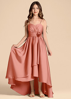 Azazie Catalina Junior Klä av A-Line i Stretch Satin Älskling Halsringning image5