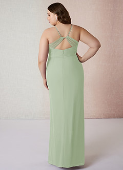 Azazie Blink Final Sale Dusty Sage Sheath V-Neck Chiffon Dress image7